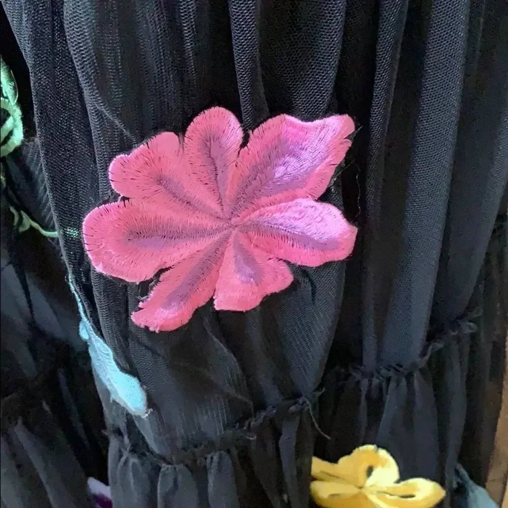 Kenar Black Floral Skirt